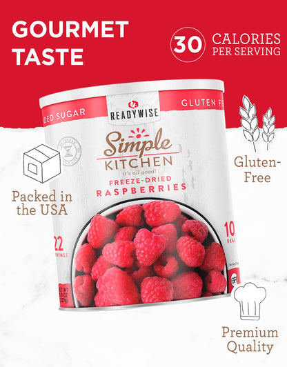 READYWISE - Simple Kitchen Freeze Dried Whole Blueberries, 28 Servings, Vegan, Gluten Free, Fruit Snacks, Emergency Supplies, Dehydrated Fruit, Blueberries