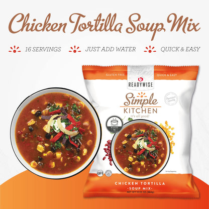 READYWISE - Simple Kitchen, Tomato Basil Soup, 17 Servings, MRE, Gluten Free, & Vegetarian, Food, Soup Mix, for Events, Hiking, Emergency Food Supply, Camping Essentials, or Daily Use, 1 Pack