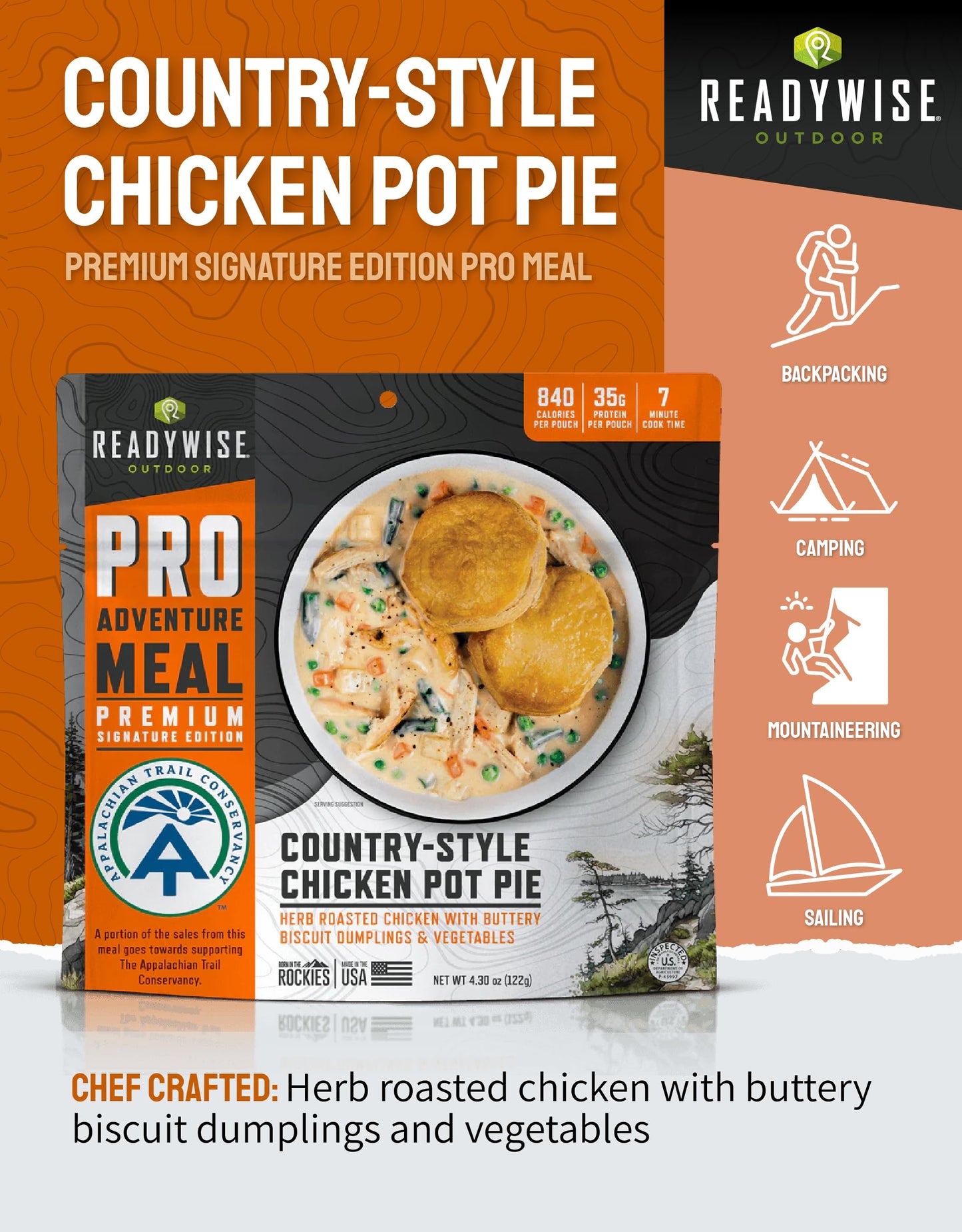 ReadyWise Outdoor Pro Adventure Meal - Breakfast Skillet, 2 Servings, 1 Pouch, Gluten Free, 700 Calories, 36g Protein, Freeze Dried Food & Dehydrated Backpacking Camping Meals, up to 5 Year Shelf Life