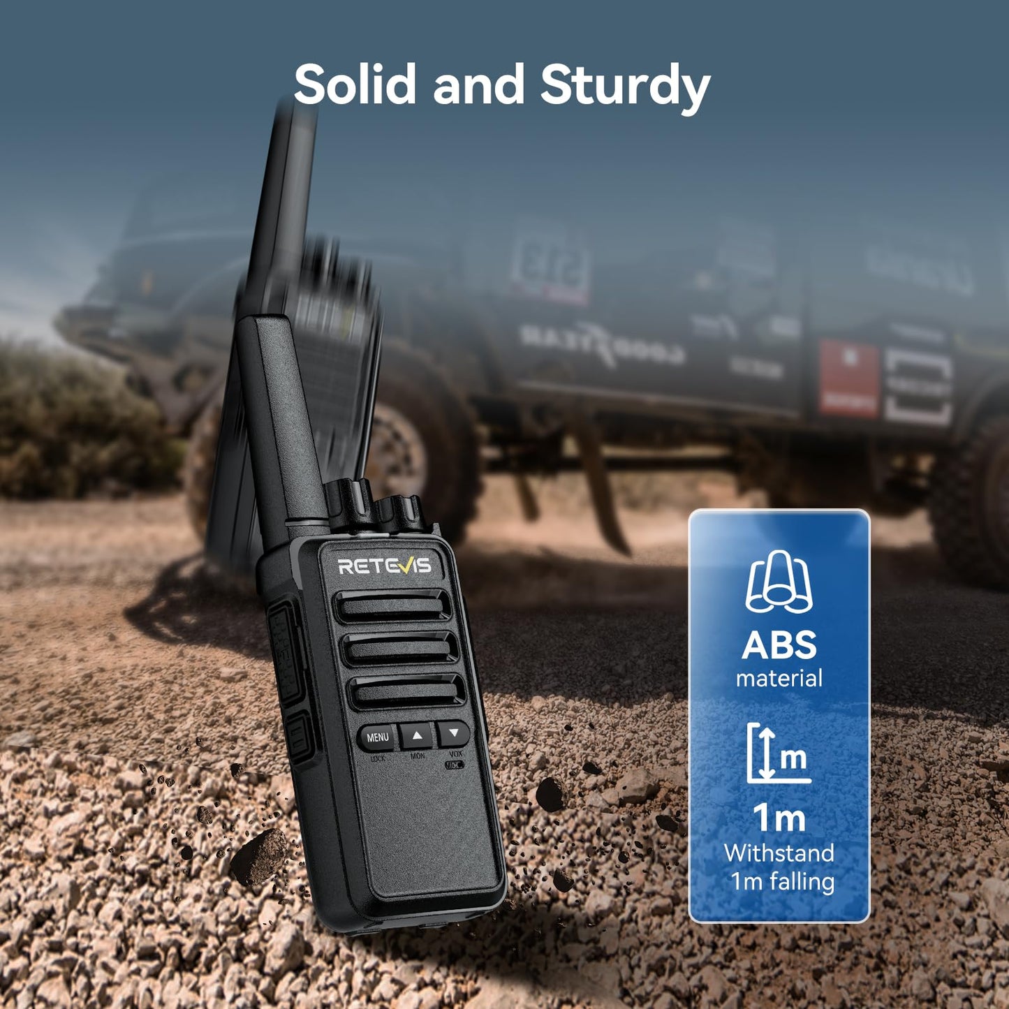 Retevis RT68 Walkie Talkies Rechargeable,Portable FRS Two-Way Radios for Adults,Heavy Duty 2 Way Radios Long Range,USB Charging Base,License Free Walkie Talkie for Road Trip Gifts Camping (2 Pack)