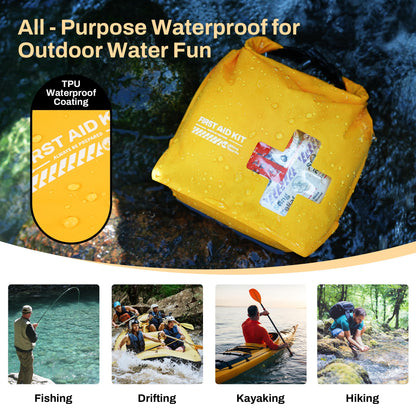 RHINO RESCUE Waterproof Boat First Aid Kit, Lightweight Boat Accessories Dry Bag, Emergency Marine Survival Supplies for Outdoor Kayak, Fishing, Floating, Swimming, Beach & Camping (Yellow)