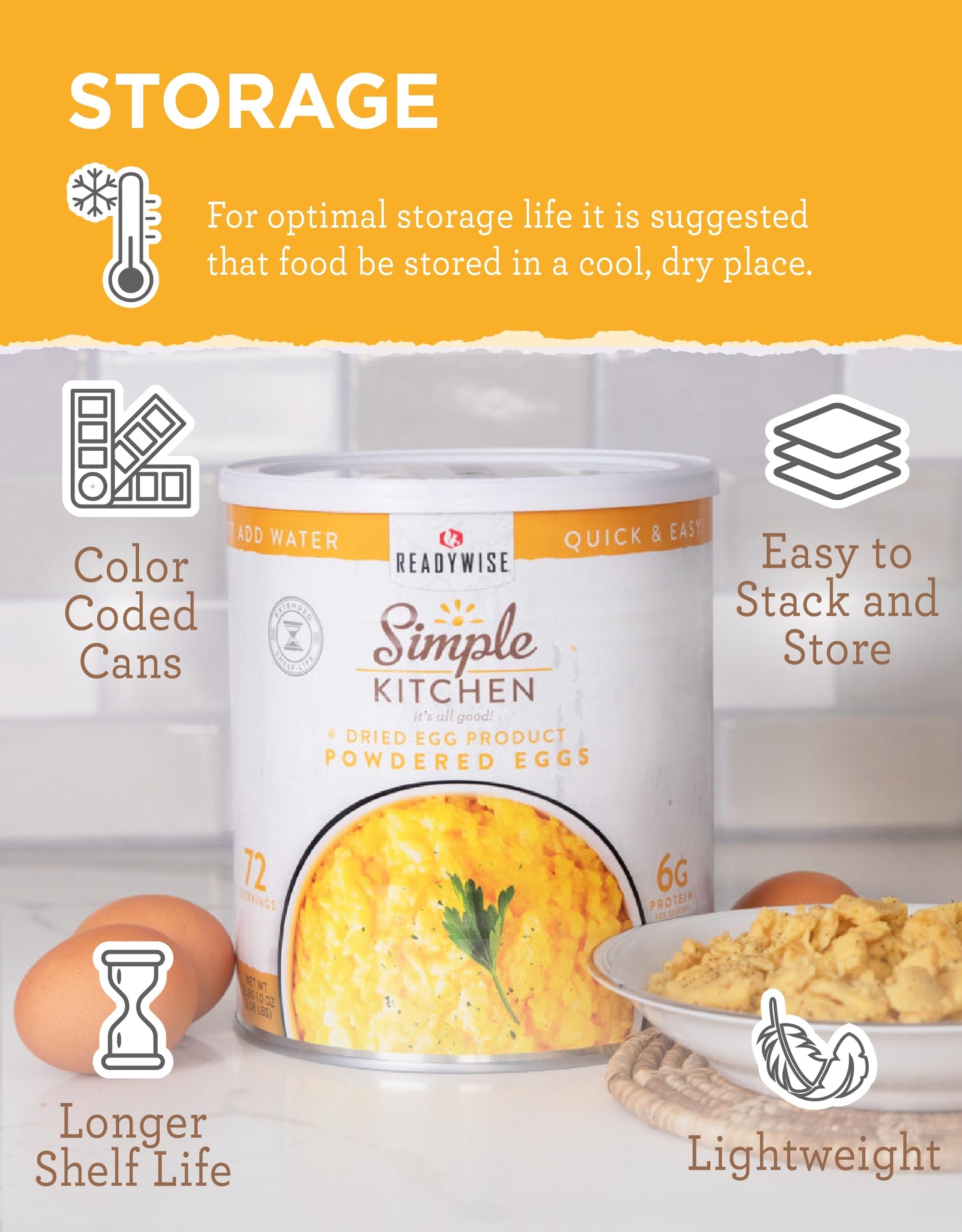 READYWISE - Simple Kitchen Freeze Dried Whole Blueberries, 28 Servings, Vegan, Gluten Free, Fruit Snacks, Emergency Supplies, Dehydrated Fruit, Blueberries