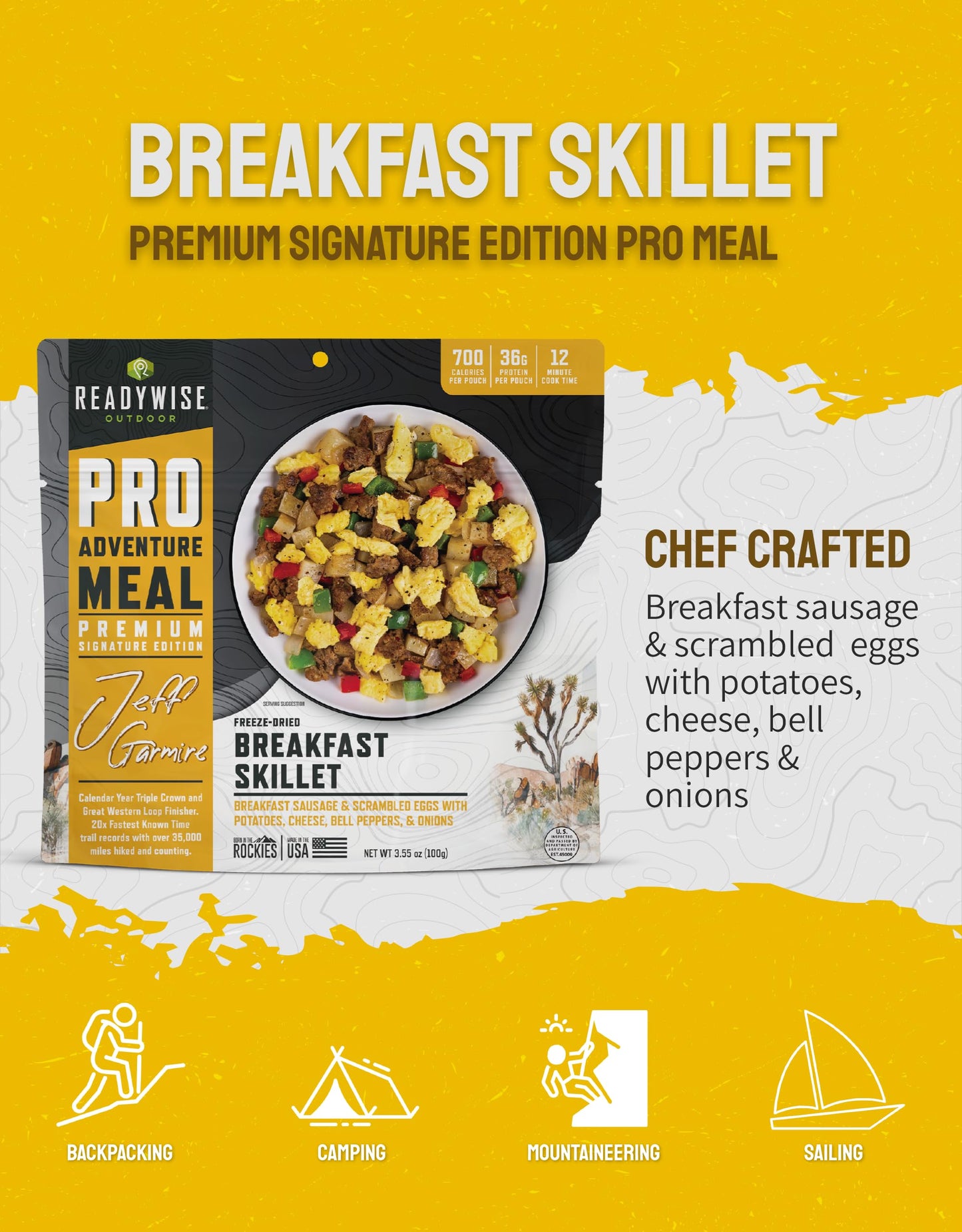 ReadyWise Outdoor Pro Adventure Meal - Country-Style Chicken Pot Pie, 2 Servings, 1 Pouch, 900 Calories, 30g Protein, Freeze Dried Food & Dehydrated Backpacking Camping Meals, up to 5 Year Shelf Life