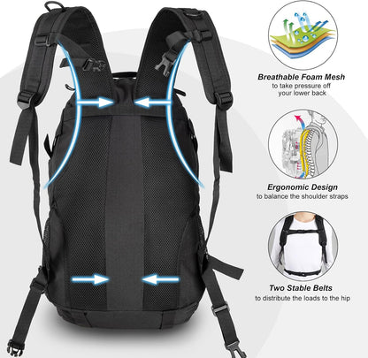 Jueachy Tactical Backpack(Black)+Tactical Molle Pouch Admin Bag(Black)