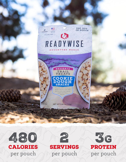 READYWISE - Outdoor Cookie Dough Trail Treats, 2 Servings, Pack of 1, Emergency Preparedness, Freeze Dried Food, MRE, Snack Pack, Survival Food, Emergency Food for Backpacking, Camping, and Hiking