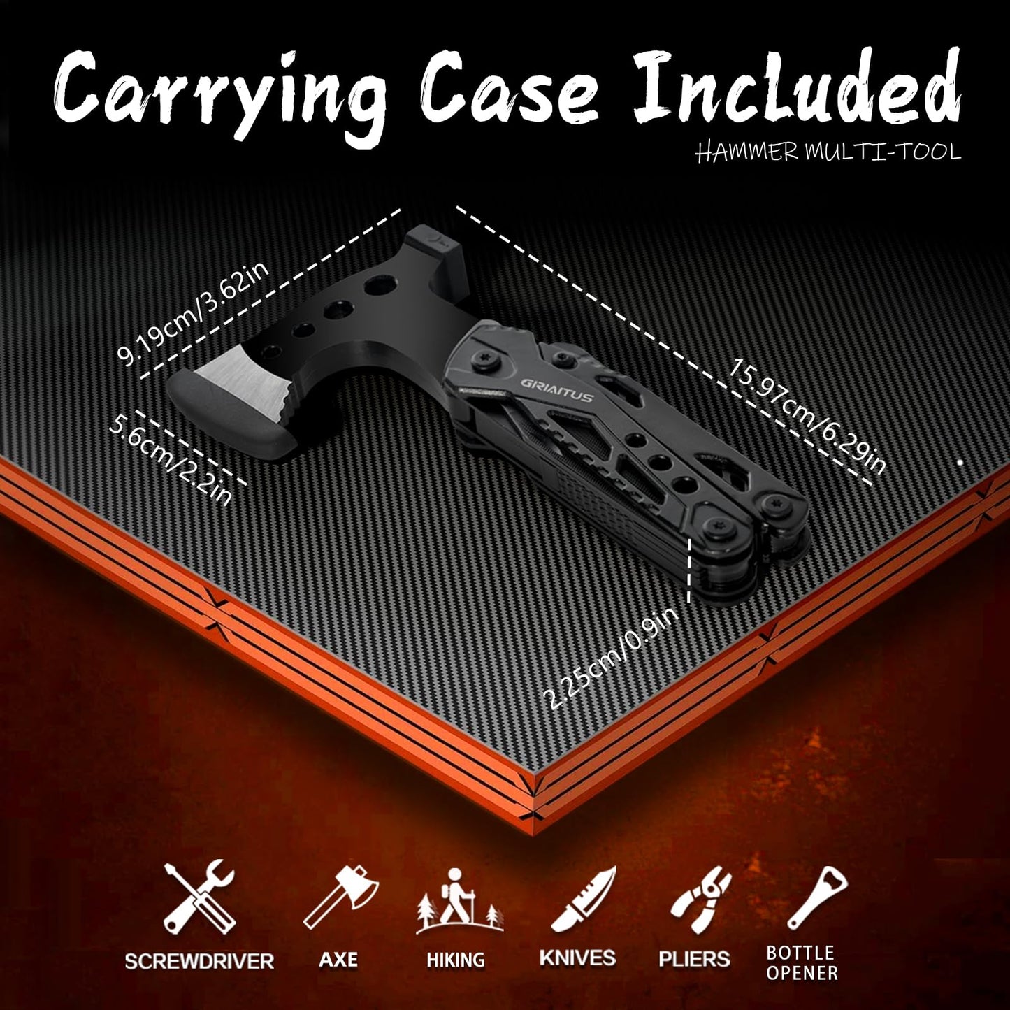 Camping Multitool Accessories Stocking Stuffers for Men 16 in 1 Multi Tool Survival Gear with Axe Hammer Pliers Saw Screwdrivers Bottle Opener Whistle with Sheath for Hiking, Gifts for Men Dad Him