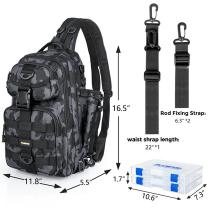 PLUSINNO Fishing Backpack with Fishing Rod and Reel Combos Tackle Boxes, Waterproof Tackle Backpack for Fishing Gear with Rod Holder, Fishing Gifts for Men with Fishing Tool Kit...