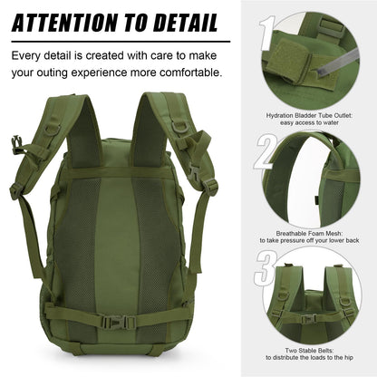 Jueachy Tactical Backpack for Men Hiking Day Pack Molle Military Rucksack Waterproof 30L EDC Bag with USA Flag Patch