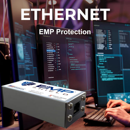 EMP Shield Ethernet Protection from Electromagnetic Pulse (EMP), Coronal Mass Ejection (CME), Solar Flare, & Lightning - Internet Surge Protector for laptops, WiFi Routers, Modems, & Desktop Computers