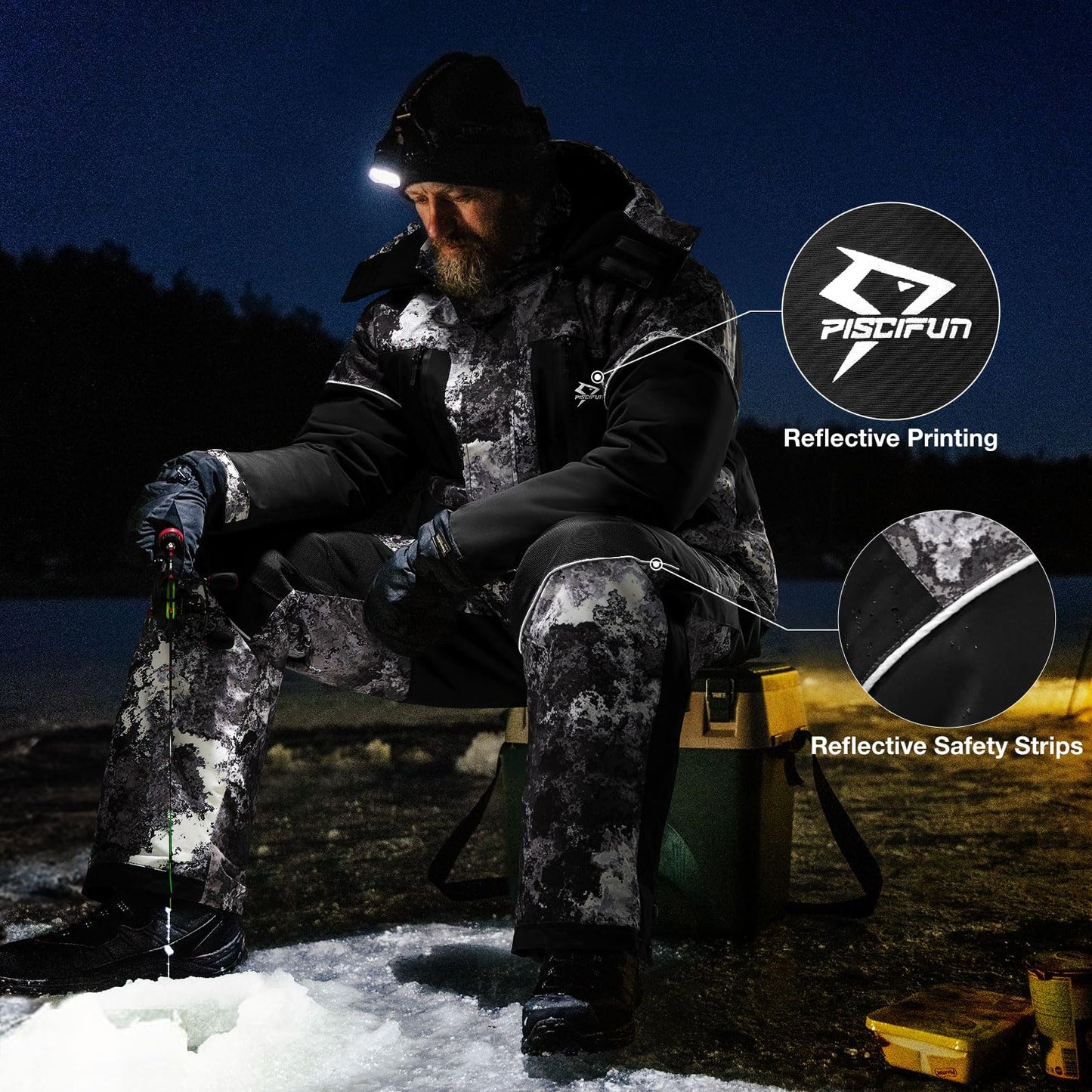 Piscifun Ice Fishing Jacket, Floating Waterproof Ice Fishing Coat, Insulated Jacket for Cold Weather Conditions