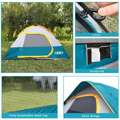 Camping Tent 4 Person, Waterproof Windproof Tent with Rainfly Easy Set up-Portable Dome Tents for Camping