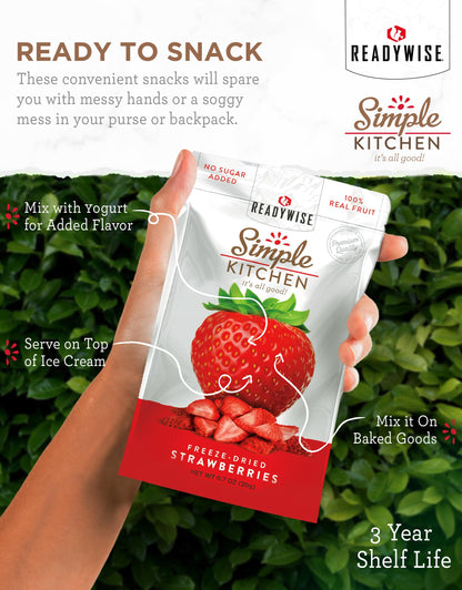 READYWISE - Simple Kitchen, Freeze-Dried Peaches, 1.16 oz, Pack of 6, Vegetarian, Gluten Free, Snacks, Peaches, Dried Fruit, Pre Workout, Healthy Snacks, Camping, Backpacking, Survival Food