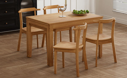 TOPMAX 65 "5-piece set with wheels, expandable dining table set, 17.7" pull-out side table and small dining chairs, natural