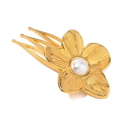 Stainless steel shell hair clip with bangs, high-end feel, ins metal hair accessories, broken hair clip at the back of the head
