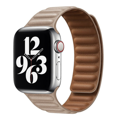 Suitable For iwatch8 Watchband S7 SE 6/5/43 Magnetic Suction New Leather Loopback Chain Apple Watch Wristband