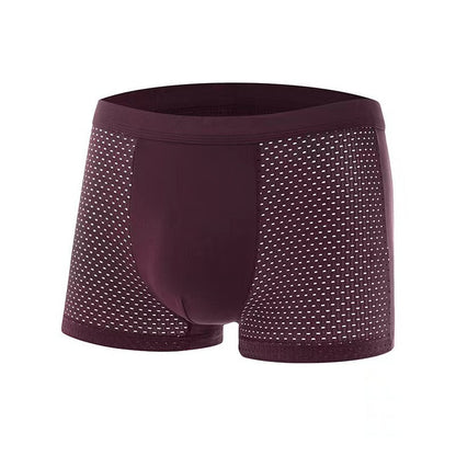 Modal Solid Ice Silk Antibacterial Underwear for Men's Mid Waist Breathable Four Square Corner Underwear