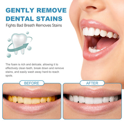 Beauty Tooth Fresh Pure White Mousse, Clean Bad Breath Stains White Teeth Care Gums Care Toothpaste