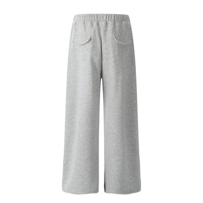 Street Trend Loose Straight Leg Long Pants Men's Sports Sweatpants Solid Color Versatile Casual Ankle Drawstring Trousers