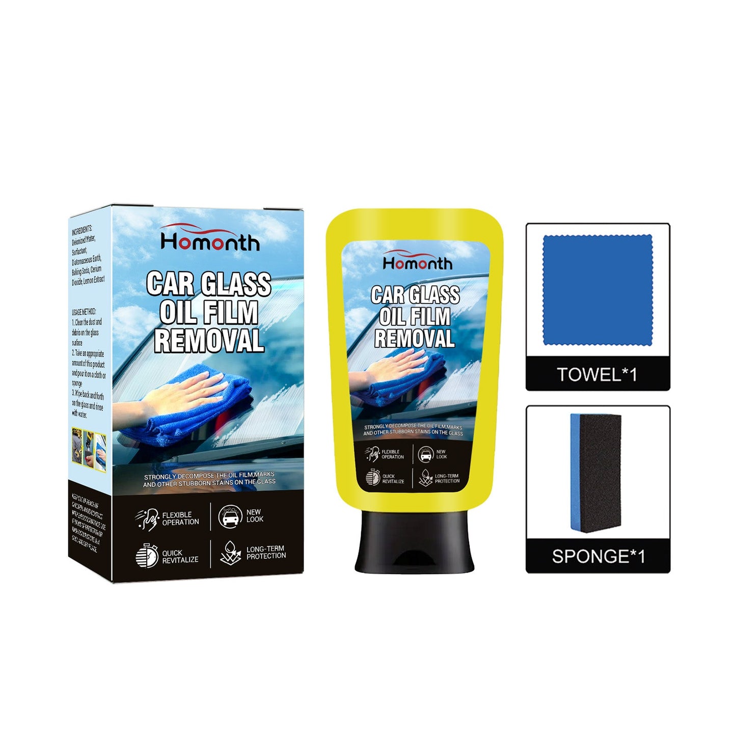 Oil Film Cleaning Emulsion, Car Windshield Window Stain Cleaning Anti-Rain And Fog Cleaning Agent
