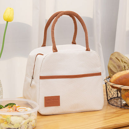 Simple style trendy thick waterproof lunch bag insulation fresh portable Oxford cloth lunch bag storage picnic bag