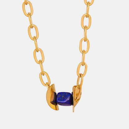 Natural Stone Pendant Titanium Steel Necklace