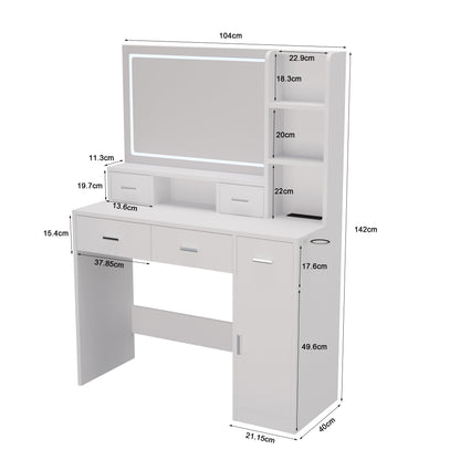 Smart mirror dressing table with drawers and storage cabinets, dressing table with bedroom dressing table, changing room