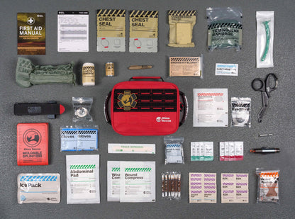 RHINO RESCUE IFAK Trauma Kit with C-A-T Tourniquet, Tactical First Aid Kit Molle Pouch for Military, Combat, Car, Camping, Hiking, Travel (Red)