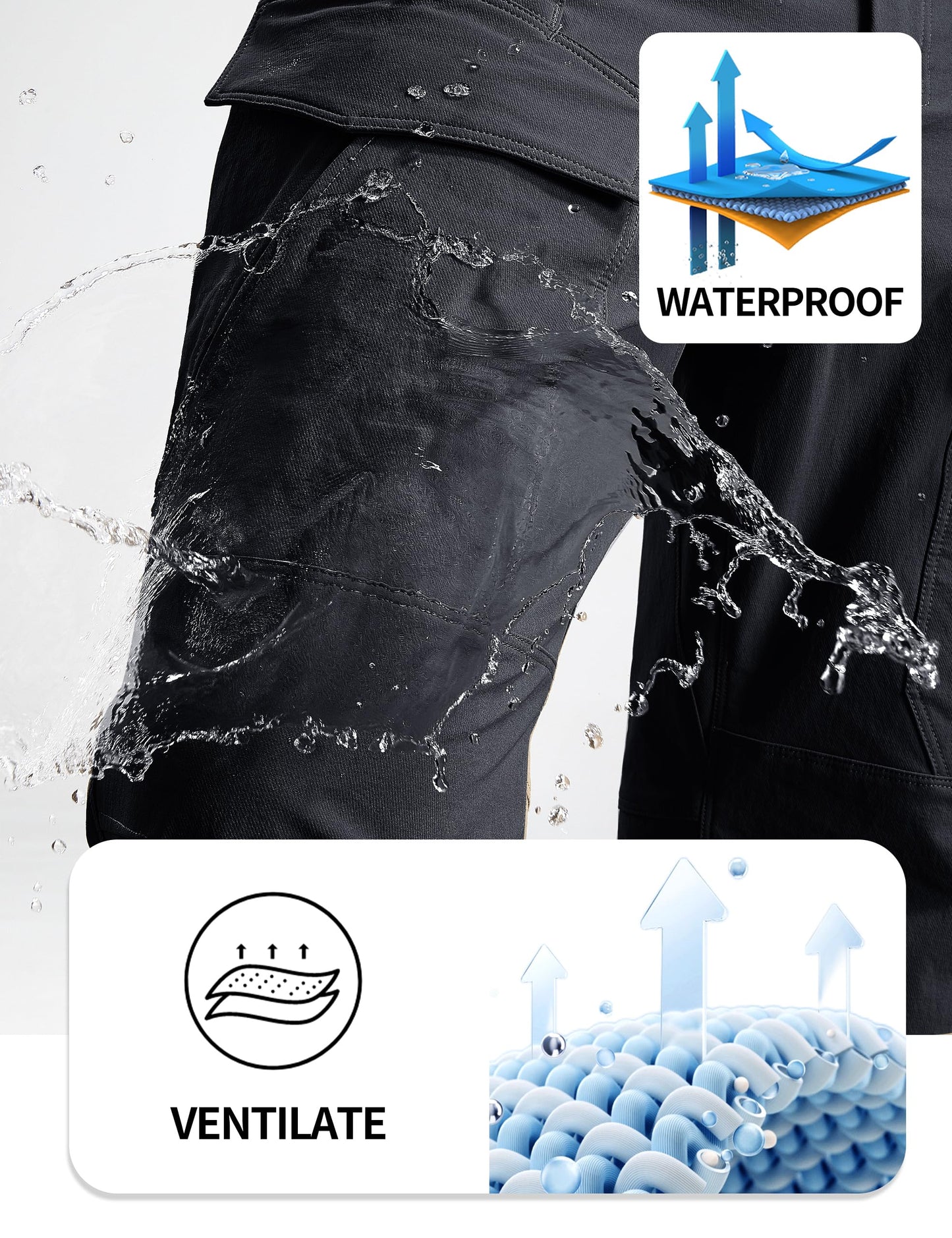 FREE SOLDIER Men's Tactical Water Repellent Ripstop Cargo Work Pants Men Hiking Nylon Spandex Trousers with 8 Pockets