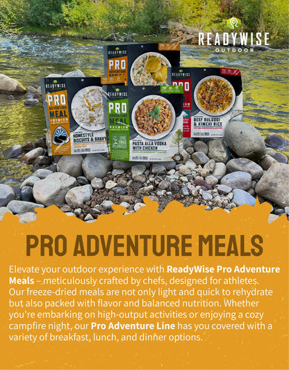ReadyWise Outdoor Pro Adventure Meal - Country-Style Chicken Pot Pie, 2 Servings, 1 Pouch, 900 Calories, 30g Protein, Freeze Dried Food & Dehydrated Backpacking Camping Meals, up to 5 Year Shelf Life