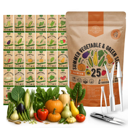 Organo Republic 25 Winter Vegetable & Green Seeds Variety Pack for Outdoors & Indoor Home Gardening 27670+ Non-GMO Heirloom Seeds: Broccoli Beet Carrot Collard Lettuce Radish Spinach Pea Kohlrabi