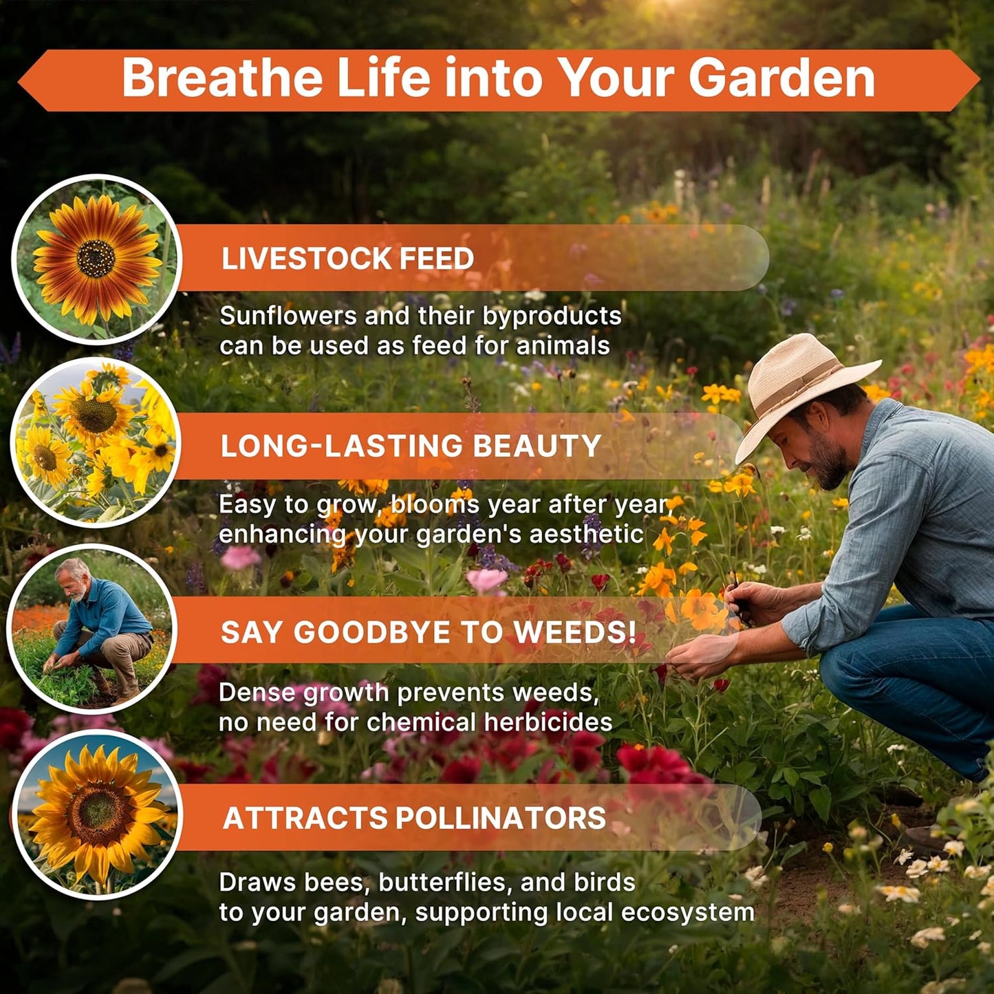 Marigold Seeds Pack 1 oz - Over 9,250 Non-GMO Heirloom Marigold Seeds for Planting Indoor & Outdoor Gardening, Flower Seed for Planting Home and Garden, Flowers Seed in Individual Packet