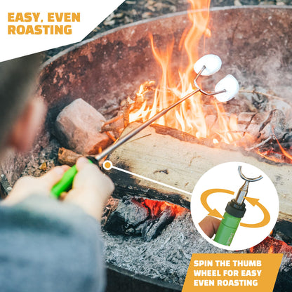 MalloMe Smores Sticks for Fire Pit -Rotating 34 inch Marshmallow Roasting Sticks Smores Kit Outdoor -Accessories for Campfire- Smore Skewers Hot Dog Fork, Camping Essentials Bonfire Gear Long (6 Pack)