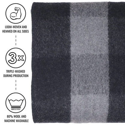 Arcturus Military Wool Blanket - Warm, Thick, Washable - Great for Outdoors, Camping, Stadium Blanket, Picnics, Travel - Car & Bushcraft Survival Kits