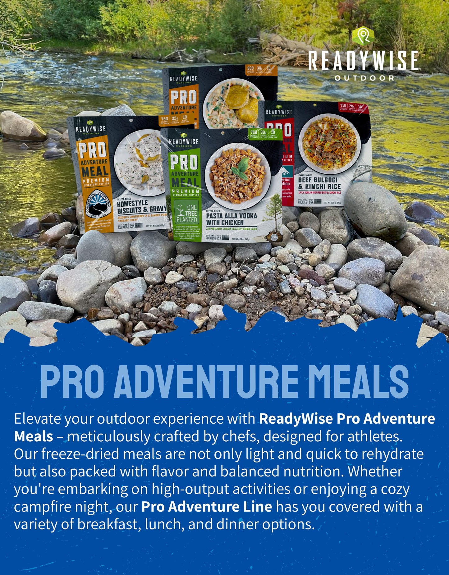 ReadyWise Outdoor Pro Adventure Meal - Country-Style Chicken Pot Pie, 2 Servings, 1 Pouch, 900 Calories, 30g Protein, Freeze Dried Food & Dehydrated Backpacking Camping Meals, up to 5 Year Shelf Life