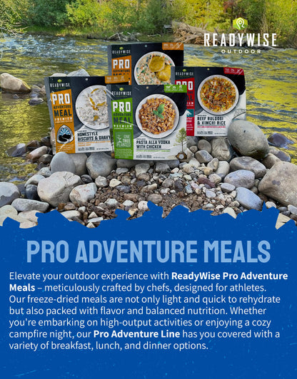 ReadyWise Outdoor Pro Adventure Meal - Country-Style Chicken Pot Pie, 2 Servings, 1 Pouch, 900 Calories, 30g Protein, Freeze Dried Food & Dehydrated Backpacking Camping Meals, up to 5 Year Shelf Life