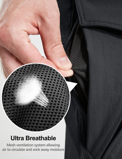 FREE SOLDIER Men's Tactical Water Repellent Ripstop Cargo Work Pants Men Hiking Nylon Spandex Trousers with 8 Pockets