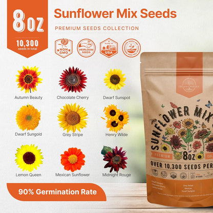 Marigold Seeds Pack 1 oz - Over 9,250 Non-GMO Heirloom Marigold Seeds for Planting Indoor & Outdoor Gardening, Flower Seed for Planting Home and Garden, Flowers Seed in Individual Packet
