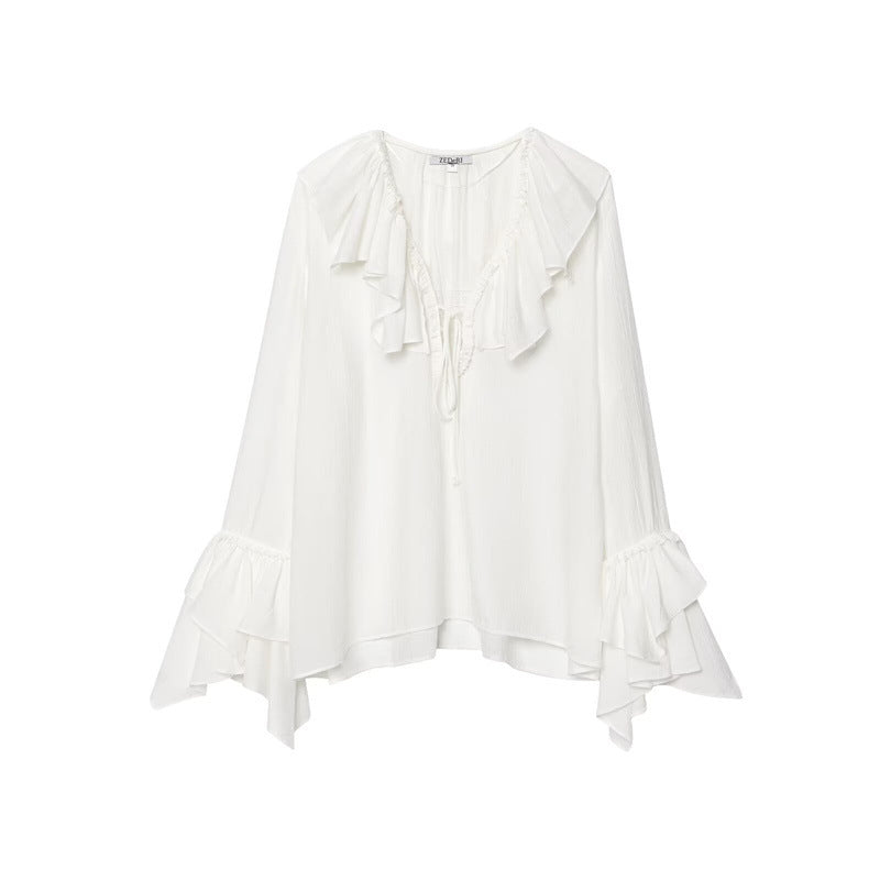 Style Women's Fashion Casual Long Sleeve Layered Decorative Shirt