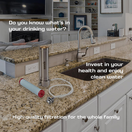 Coldstream Stainless Steel Water Filter for Sink - Fast Flow Water Purifier for PFAS and Effective Contaminant Removal - Large Filter Volume - Healthy for The Whole Family - Environmentally Friendly