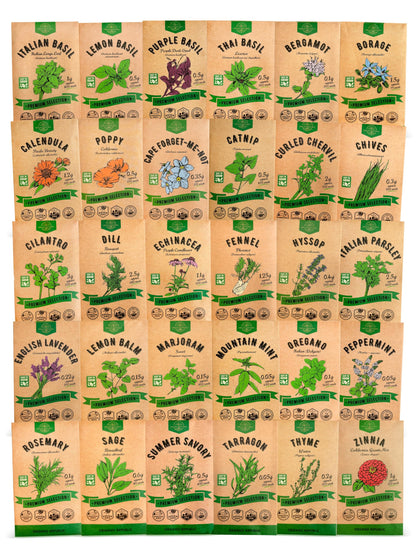 25 Most Popular Herb Seeds Variety Pack - 11,700 Non-GMO Heirloom Seeds for Planting Herbs in Individual Seed Packets for Hydroponic, Indoor & Outdoor Gardening