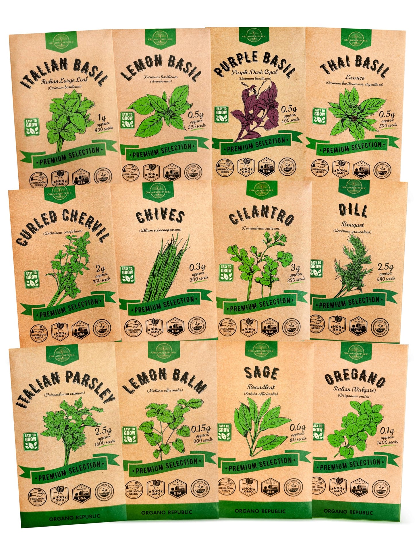 25 Most Popular Herb Seeds Variety Pack - 11,700 Non-GMO Heirloom Seeds for Planting Herbs in Individual Seed Packets for Hydroponic, Indoor & Outdoor Gardening