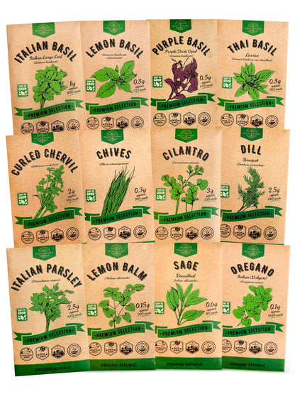 25 Most Popular Herb Seeds Variety Pack - 11,700 Non-GMO Heirloom Seeds for Planting Herbs in Individual Seed Packets for Hydroponic, Indoor & Outdoor Gardening