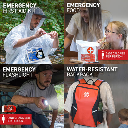 Earthquake Kit - 72 HRS Essential Emergency Survival Kit, Heavy Duty 72 Hour Bug Out Bag Survival Kit for Earthquake, Hurricane, Tsunami - Include Emergency First Aid Kit, Water, Food (Black 2P)