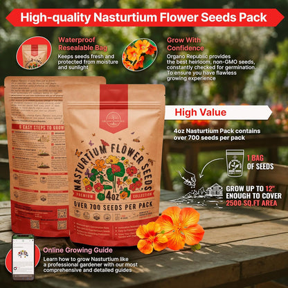 Marigold Seeds Pack 1 oz - Over 9,250 Non-GMO Heirloom Marigold Seeds for Planting Indoor & Outdoor Gardening, Flower Seed for Planting Home and Garden, Flowers Seed in Individual Packet