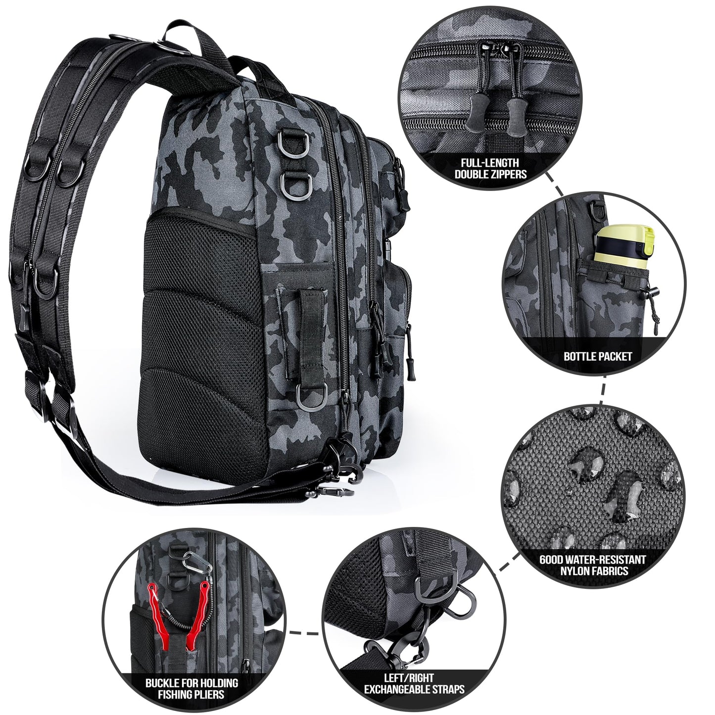 PLUSINNO Fishing Backpack with Fishing Rod and Reel Combos Tackle Boxes, Waterproof Tackle Backpack for Fishing Gear with Rod Holder, Fishing Gifts for Men with Fishing Tool Kit...