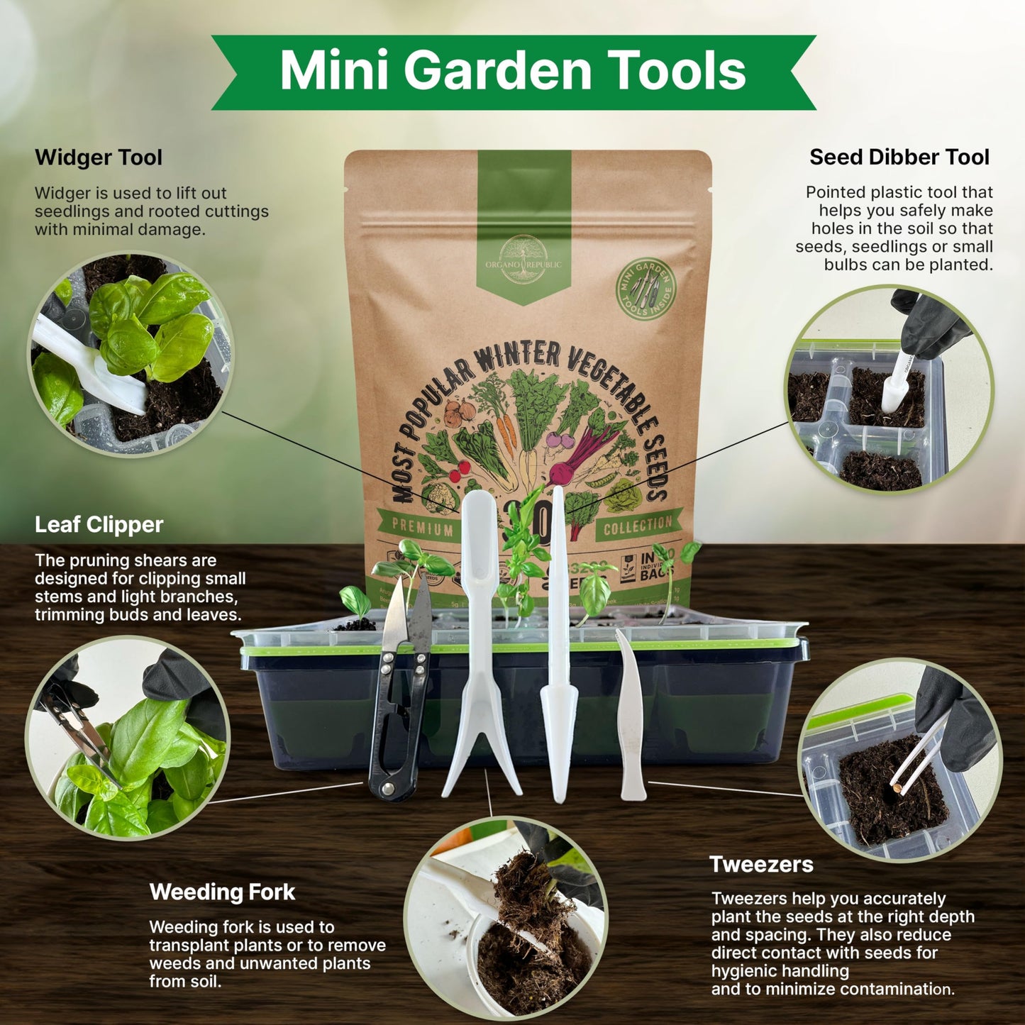 Organo Republic 25 Winter Vegetable & Green Seeds Variety Pack for Outdoors & Indoor Home Gardening 27670+ Non-GMO Heirloom Seeds: Broccoli Beet Carrot Collard Lettuce Radish Spinach Pea Kohlrabi