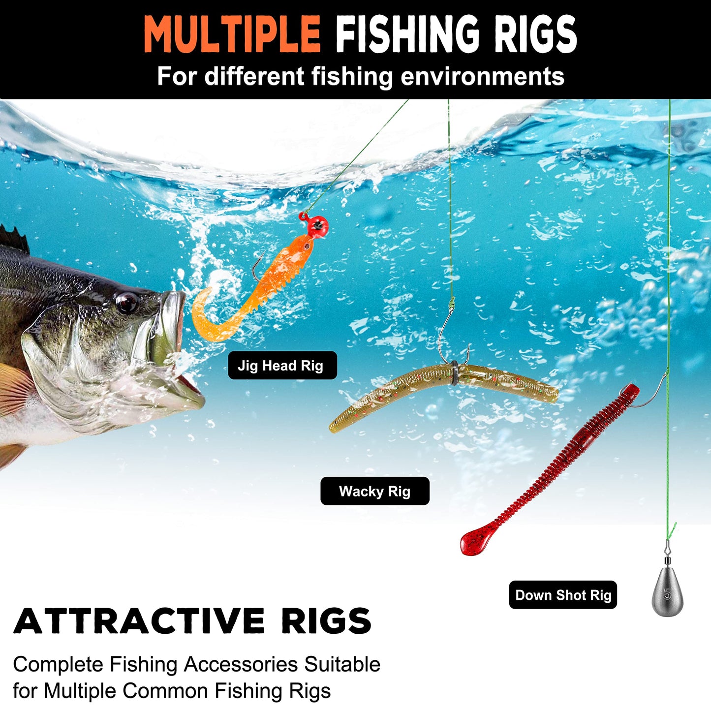 PLUSINNO 253/387pcs Fishing Gear Accessories Kit, Fishing Tackle Box with Tackle Included, Fishing Hooks, Fishing Weights Sinkers, Spinner Blade, Fishing Equipment for Bass Trout Bluegill Crappie