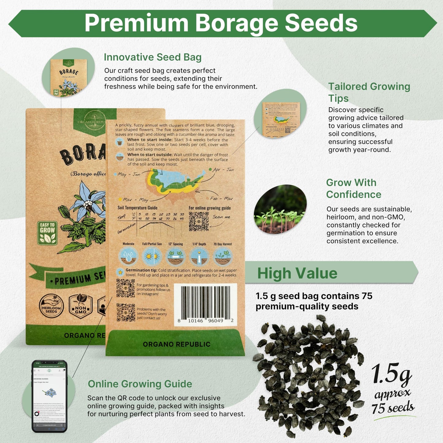 White Yarrow Seeds Pack 0.25 G - Over 2000 Non-GMO Heirloom Yarrow Seeds for Planting Herbs in Individual Seed Packet, Herbs Seeds for Planting Home Garden Indoor & Outdoor Gardening