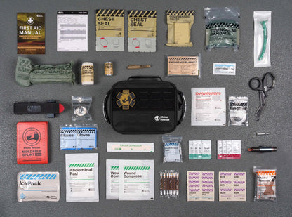 RHINO RESCUE IFAK Trauma Kit with C-A-T Tourniquet, Tactical First Aid Kit Molle Pouch for Military, Combat, Car, Camping, Hiking, Travel (Red)