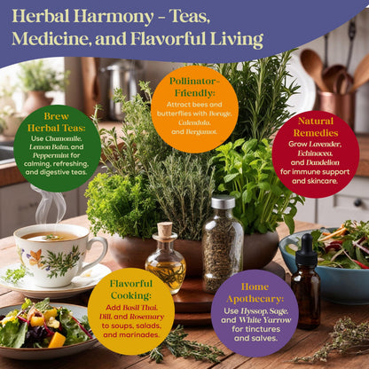 35 Medicinal & Tea Herb Seeds Variety Pack - 16,285+ Non-GMO Heirloom Herbs Seeds for Planting Indoor & Outdoor: Lavender, Rosemary, Echinacea, Mint, Catnip, Basil - Gardening Seed Packets
